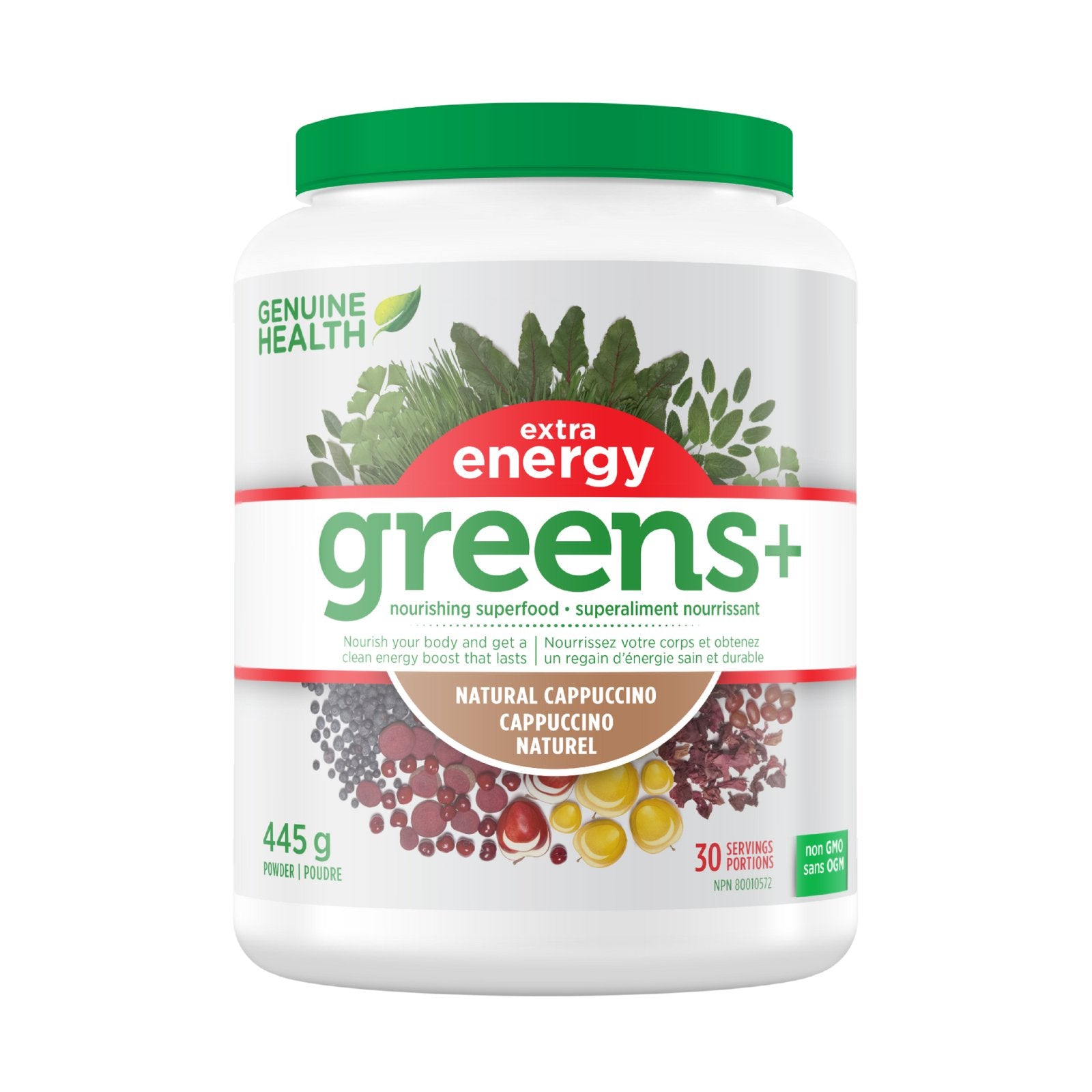 Genuine Health greens+ extra energy cappucino (445 g)