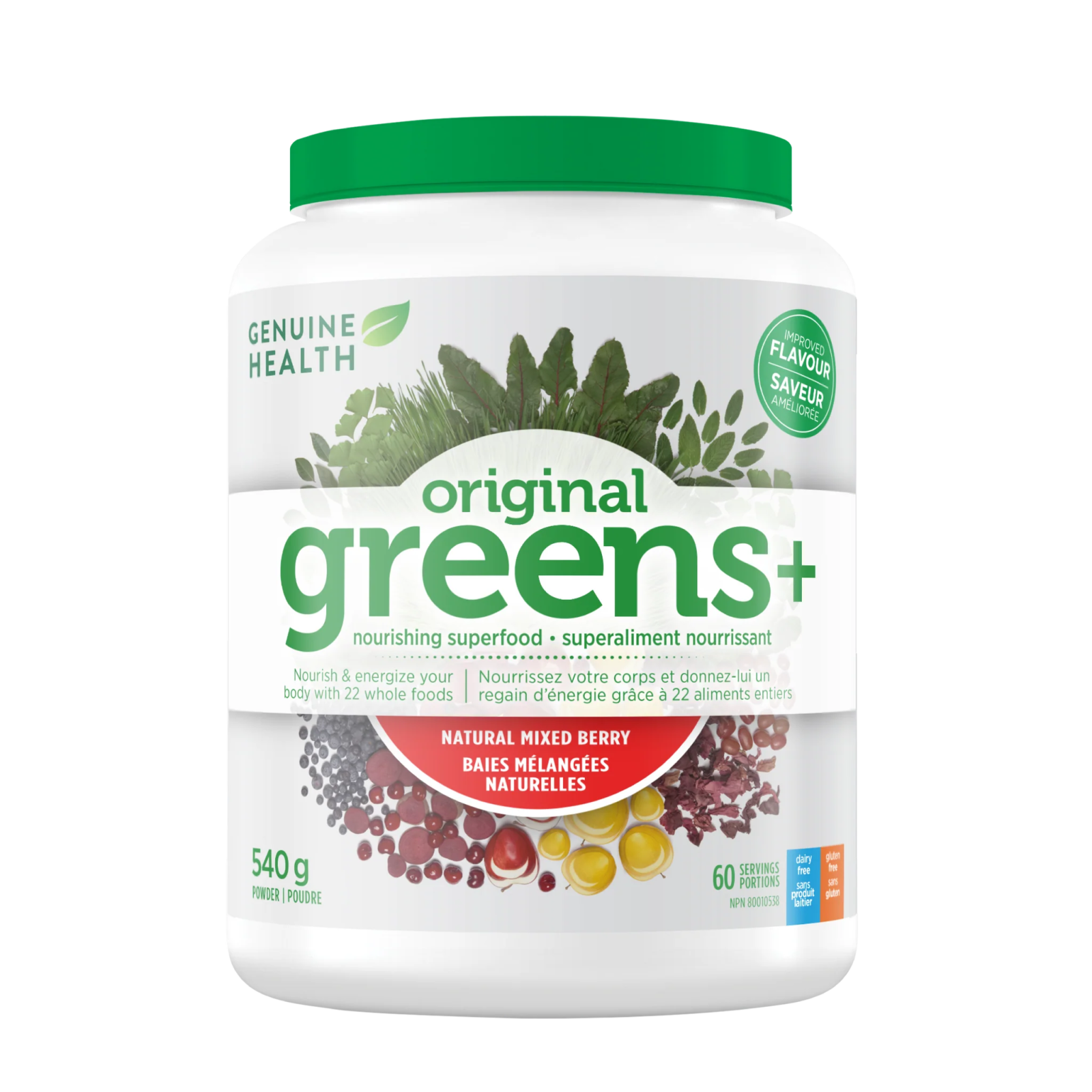 Genuine Health original greens+ mixed berry (540 g)