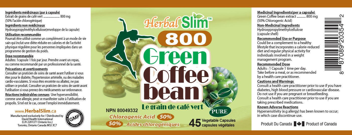 Herbal Slim Green Coffee Bean 800 (50%) 800mg (45 Vcaps)