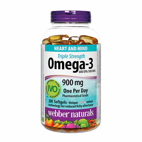 Webber Naturals 三重功效 Omega-3 900 毫克 EPA/DHA（200 粒軟膠囊） 