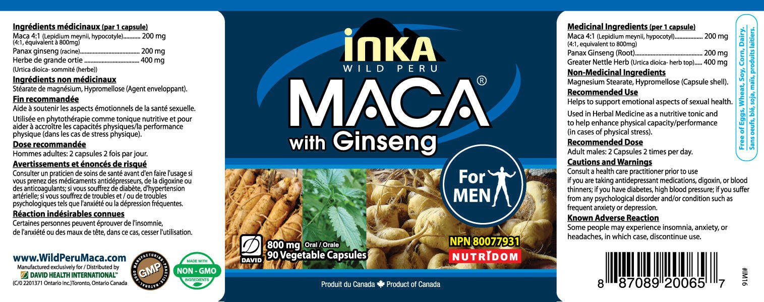 Inka Maca with Ginseng for Men 800 mg (90 Vcaps)