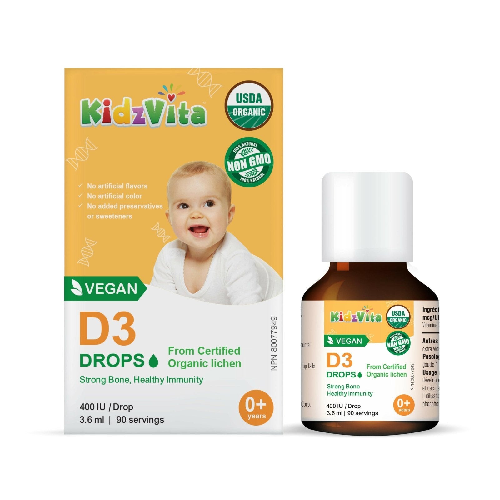 Kidzvita Organic Vegan Vitamin D3 Drops 400IU (3.6ml)