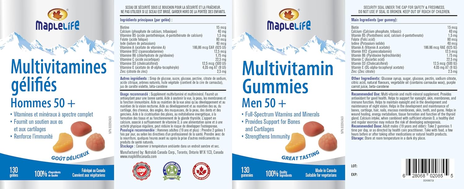 Maplelife Multivitamin Gummies Men 50+ (130 Gummies)