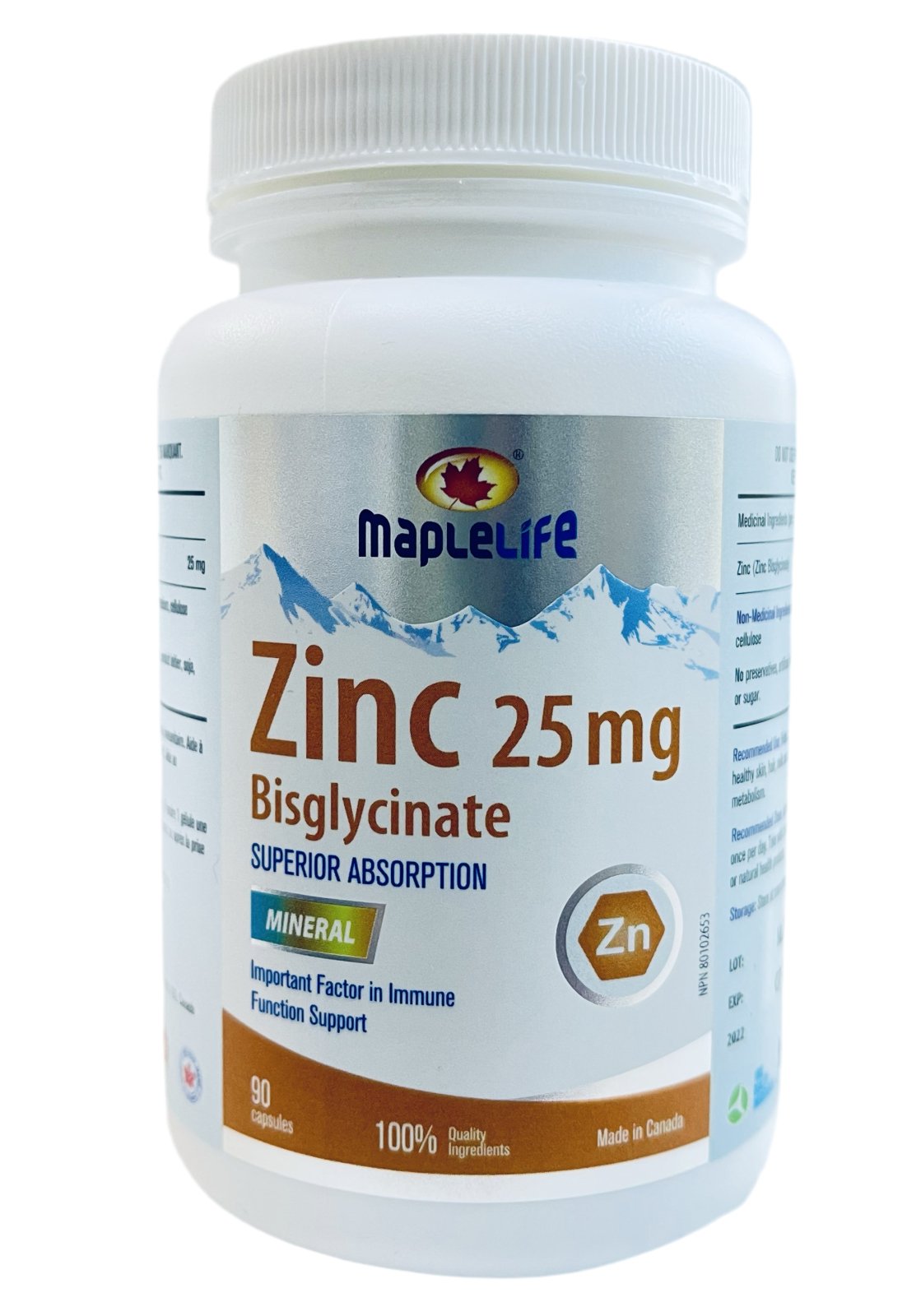 Maplelife Zinc Bisglycinate (60 capsules)