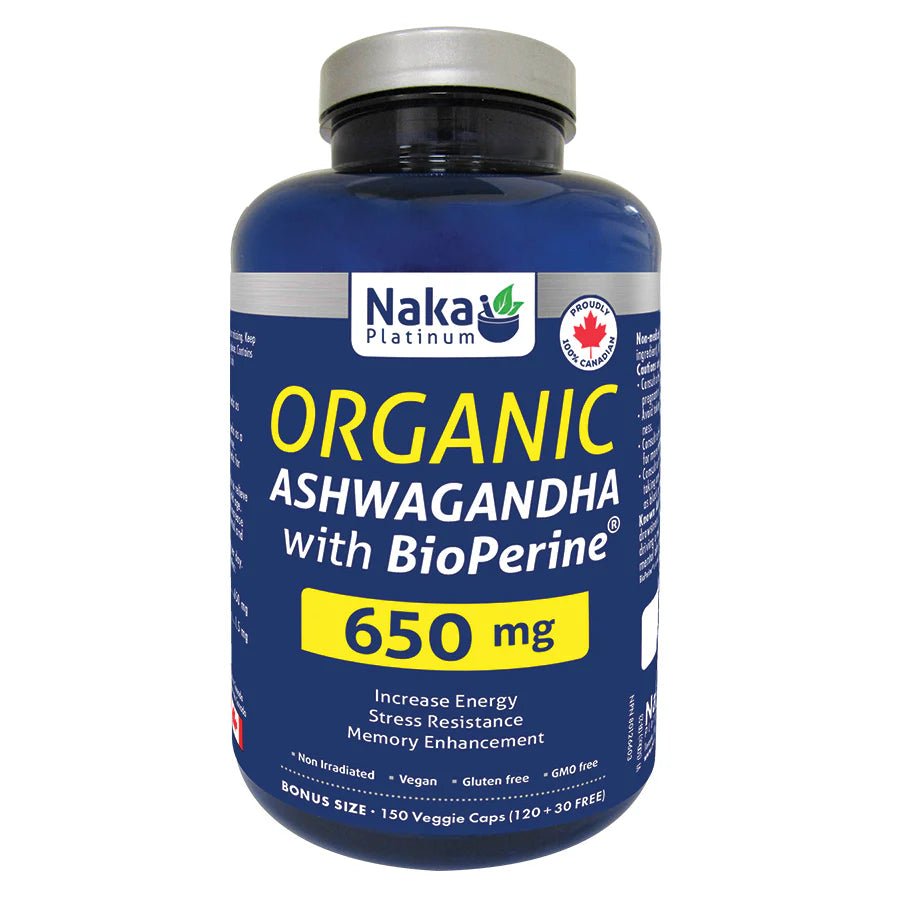 Naka Plantinum (Bonus Size) Organic Ashwagandha with BioPerine - 150 vcaps