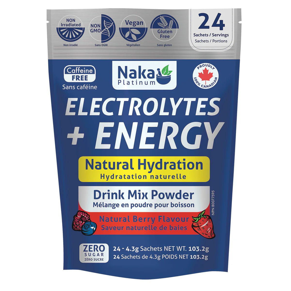 Naka. Platinum Electrolytes + Energy Natural Sport Drink Mix (24 sachets)