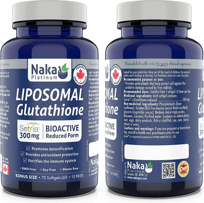 Naka Platinum Liposomal Glutathione 300mg (75 Softgels) - Bioactive reduced form