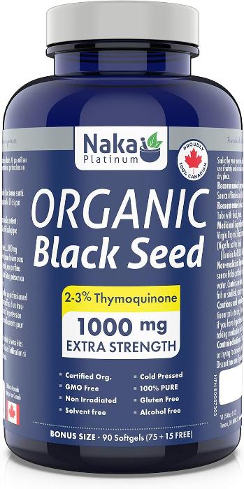 Naka Platinum Organic Black Seed 1000 mg extra strength (90 softgels)