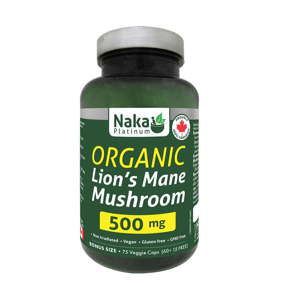 Naka Platinum Organic Lion’s Mane Mushroom 500mg (75 caps)