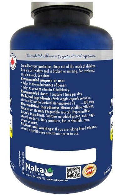 Naka Pro Herbs Naka Platinum K2 mk - 7 Form 100mcg (300 Vcaps)