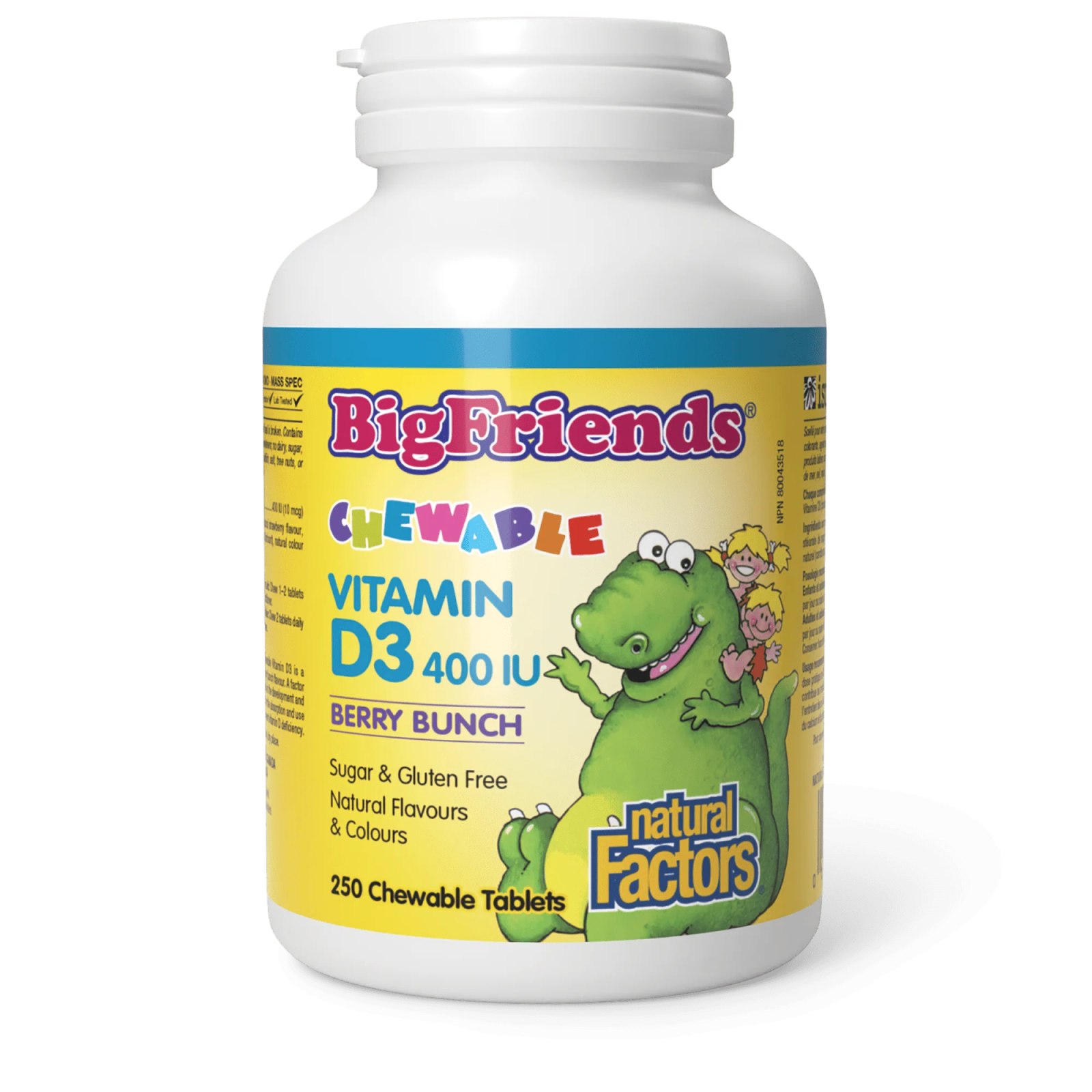 Natural Factors Big Friends Chewable Vitamin D3 400 IU（250 tablets）