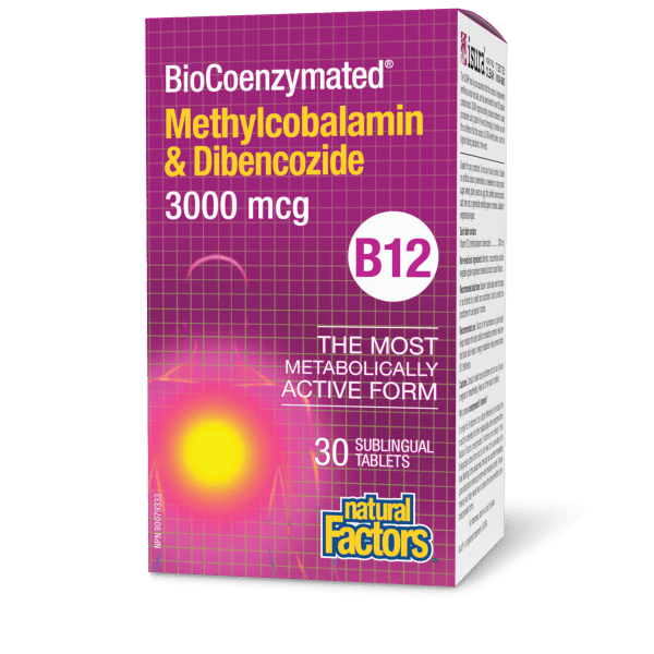Natural Factors BioCoenzymated Methylcobalamin & Dibencozide B12 3000 mcg (30 sub tablets)