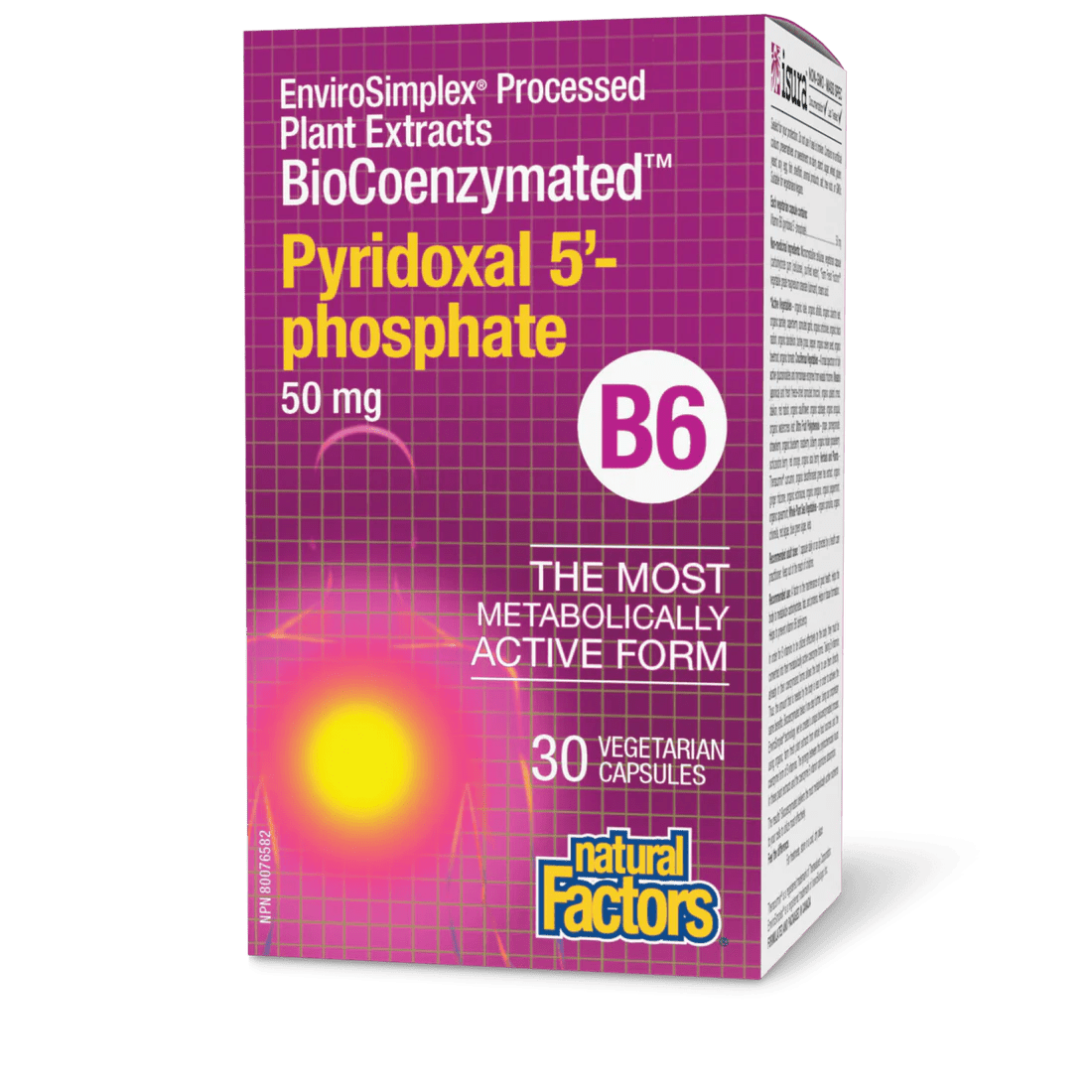 Natural Factors BioCoenzymated Pyridoxal 5’ - phosphate B6 50 mg (30vcaps)