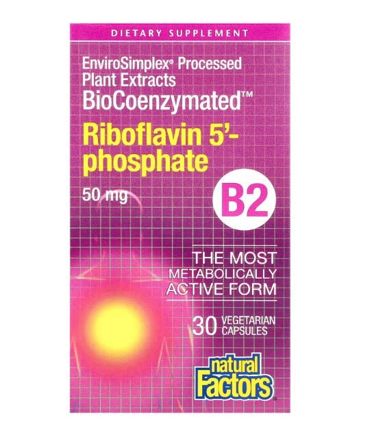Natural Factors BioCoenzymated Riboflavin 5 Phosphate Vitamin B2 50 mg (30 vcaps)