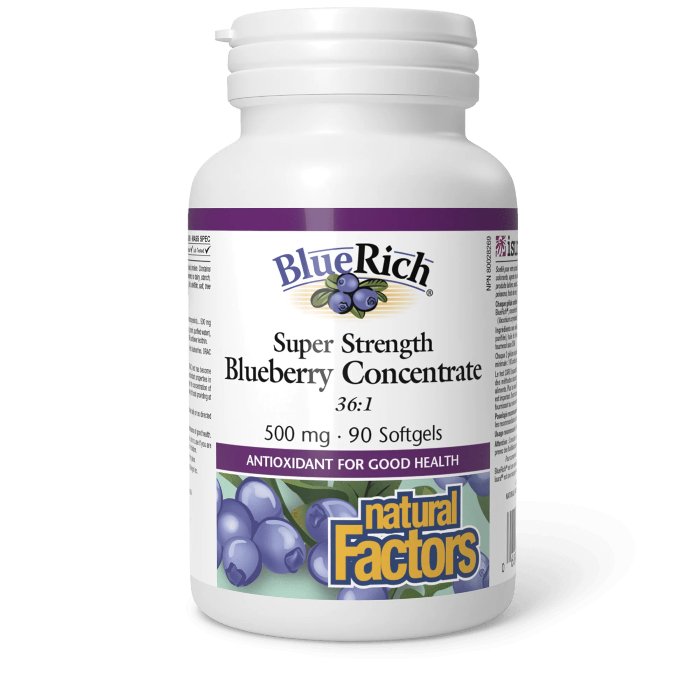 Natural Factors BlueRich Super Strength Blueberry Concentrate 500 mg (90 softgel)