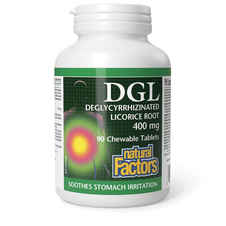 Natural Factors DGL Deglycyrrhizinated Licorice Root 400 mg (90 Chewable Tablets)