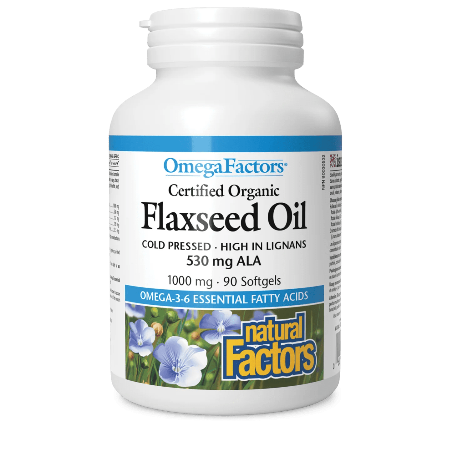 Natural Factors Flaxseed Oil Certified Organic 1000 mg (90 softgels)