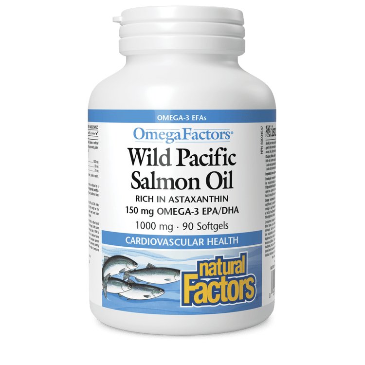 Natural Factors OmegaFactors Wild Pacific Salmon Oil 1000 mg (90 Softgels)