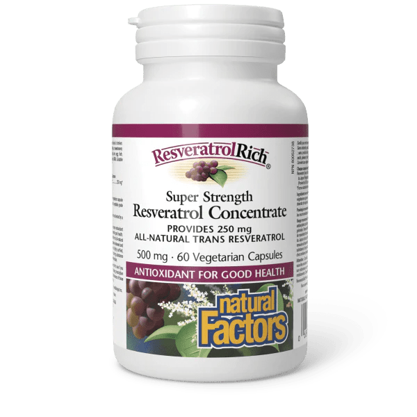 Natural Factors ResveratrolRich Super Strength Resveratrol Concentrate 500 mg (60 vcaps)