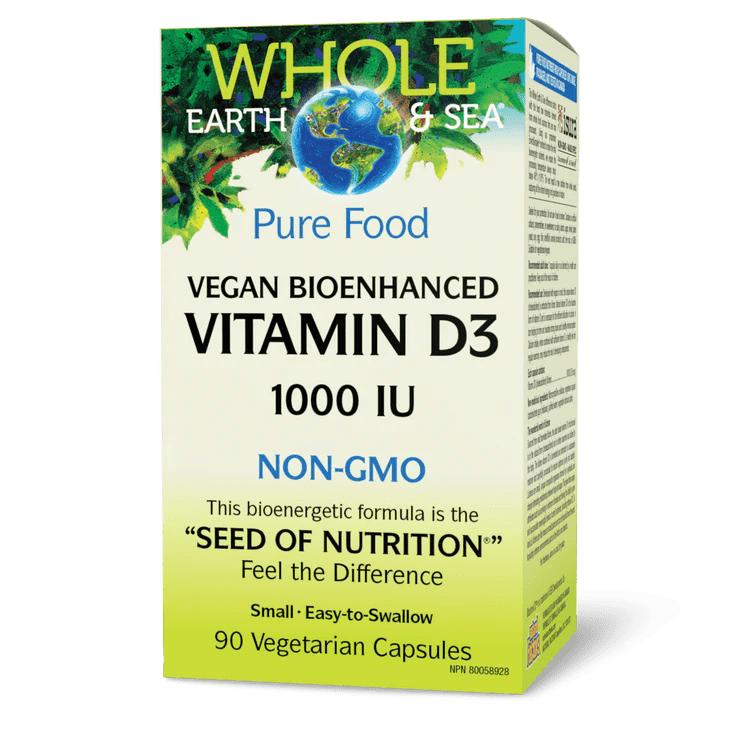 Natural Factors Whole Earth & Sea Vegan Bioenhanced Vitamin D3 1000 IU (90vcaps)