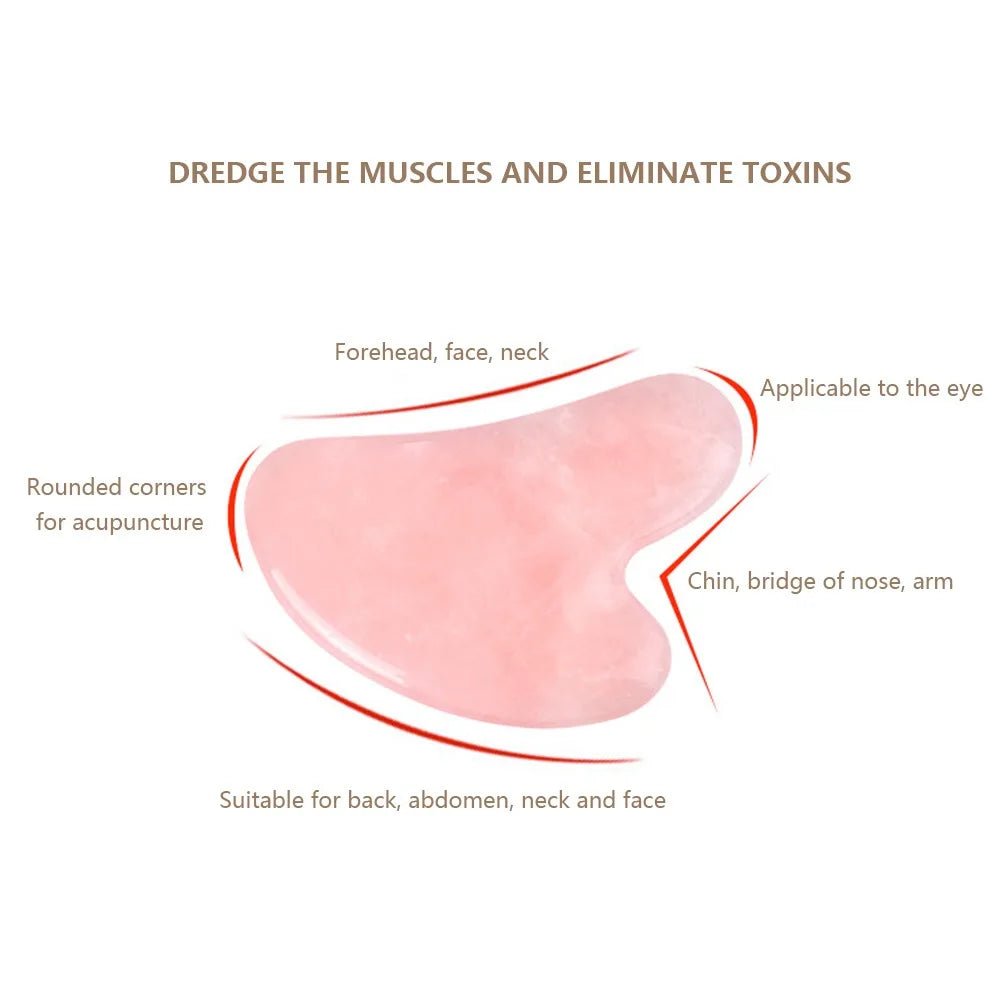 Natural Rose Facial Roller Massager Jade Guasha Scraping Board