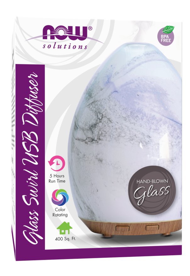 NOW Ultrasonic Glass Swirl USB Oil Diffuser