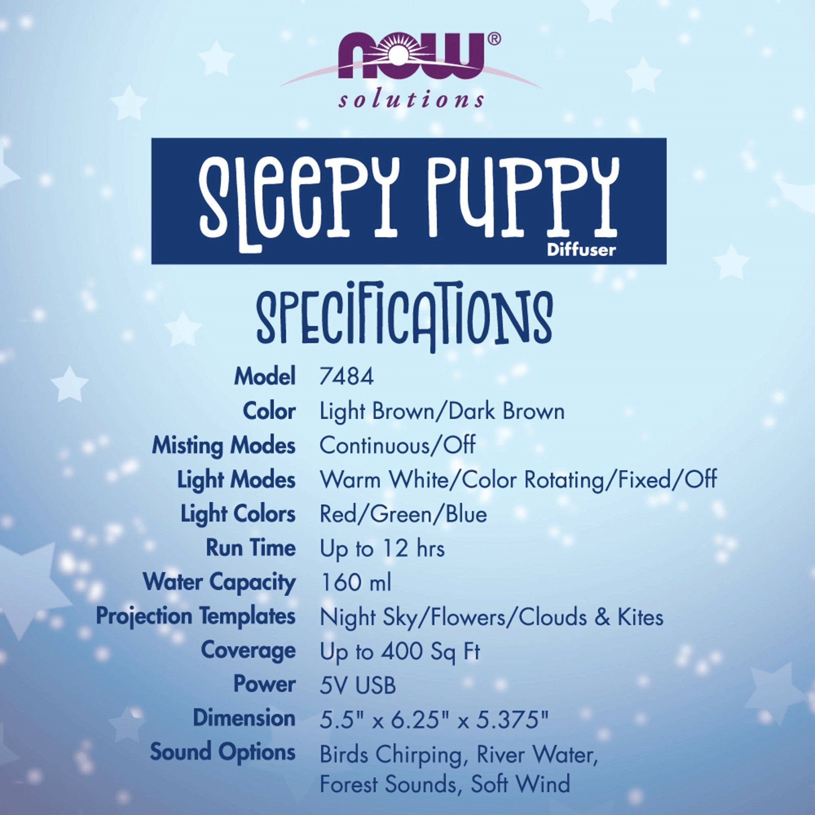 NOW Ultrasonic USB Essential Oil Diffuser - Sleep Puppy