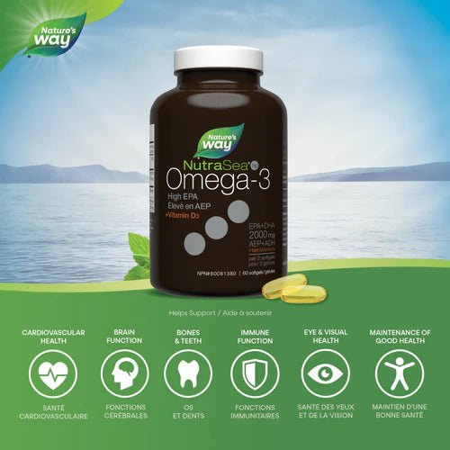 NutraSea HP + D Omega - 3 Liquid Gels - Fresh Mint (60 softgels)