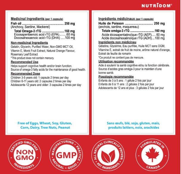 Nutridom Kids Omega - 3 with High DHA (120 Chewable Softgels)