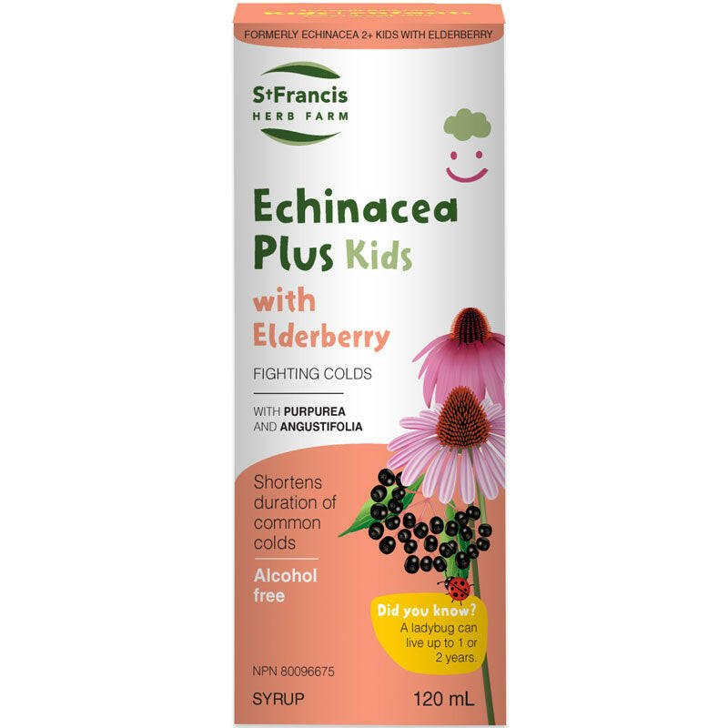 St Francis Herb Farm Echinacea 2+ Kids Syrup with Elderberry - Alcohol free (120mL)