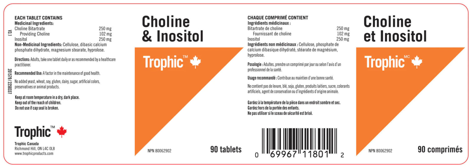 Trophic Choline & Inositol 500 mg (90 & 180 tablets)