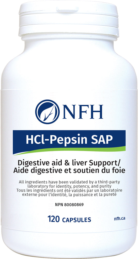 NFH HCl-胃蛋白酶 SAP（120 粒膠囊）- 消化輔助和肝臟支持