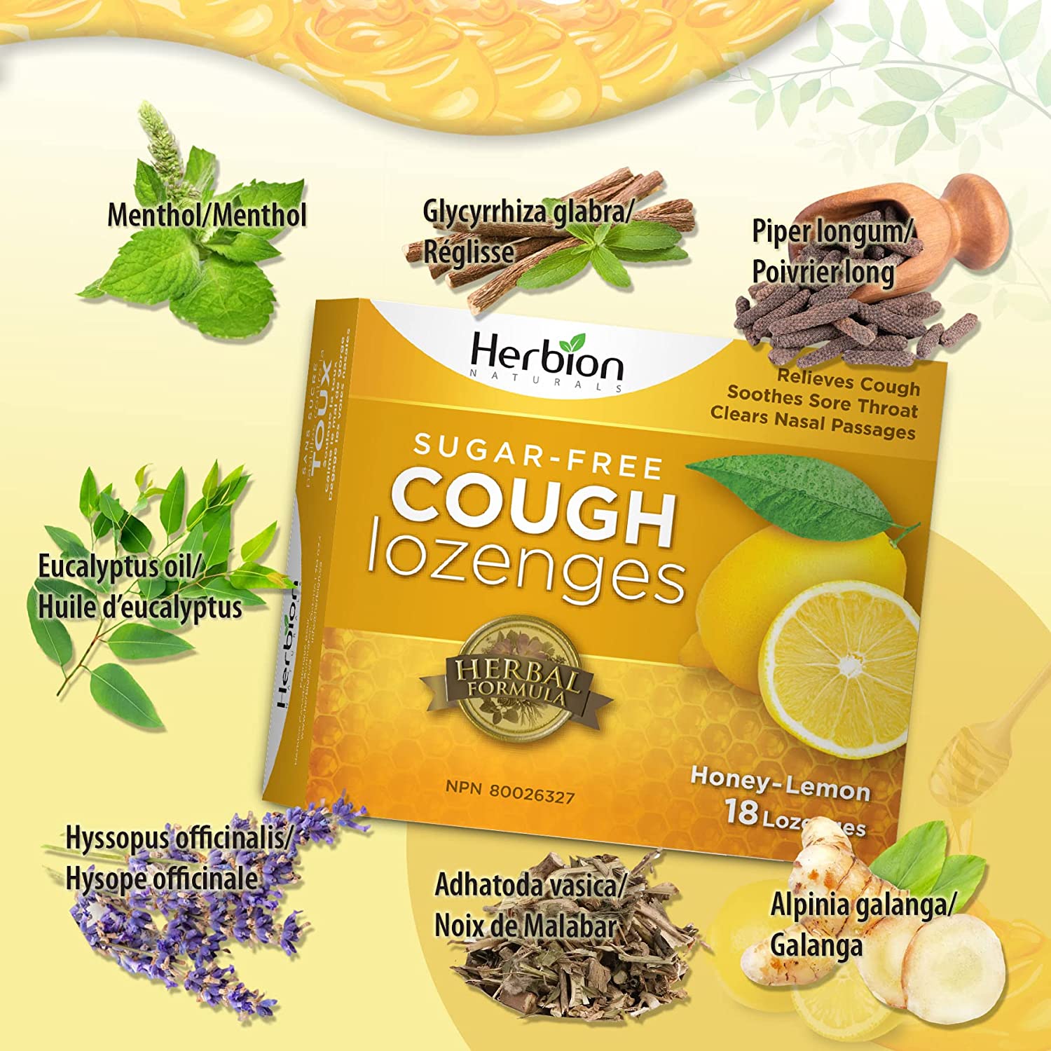 Herbion 蜂蜜檸檬止咳含片 - 泡罩包裝（18 片） 