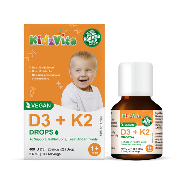 Kidzvita Organic Vegan Vitamin D3+K2 Drops (3.6 mL)