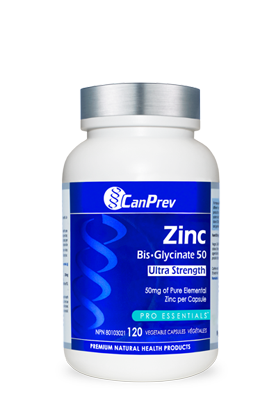 CanPrev Zinc Bis-Glycinate 50 Ultra Strength (120 Vegetable Capsules)