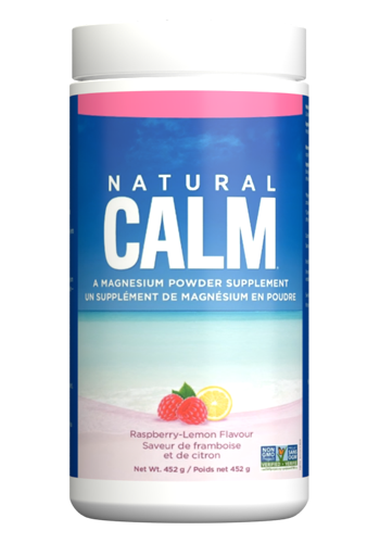 Natural Calm Magnesium Citrate Powder – Raspberry Lemon Flavour – 16 oz. (452g)