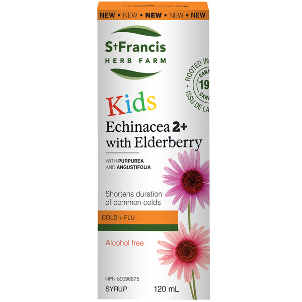 St Francis Herb Farm Echinacea 2+ Kids Syrup with Elderberry - Alcohol free (120mL)