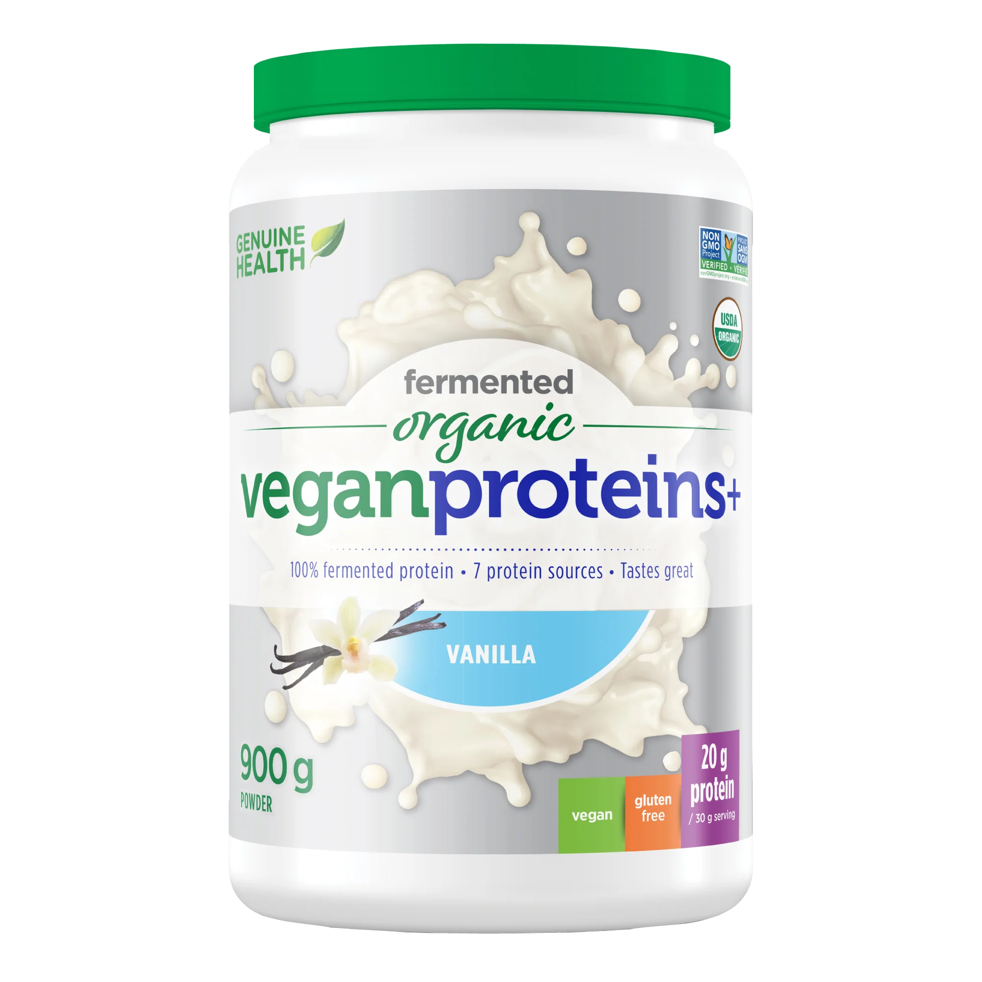 Genuine Health fermented organic vegan proteins+ vanilla | chocolate (900 g)
