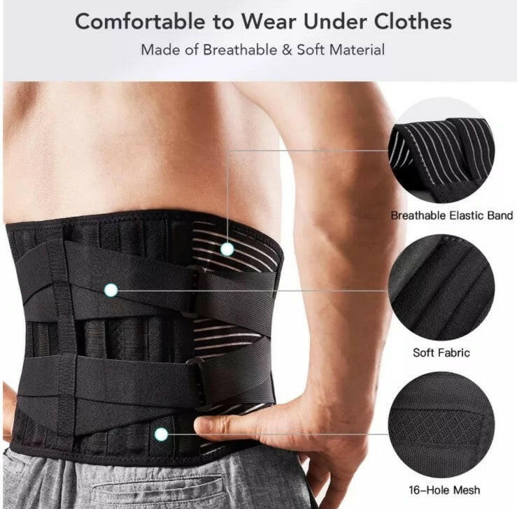 Back Lumbar Support Belt, Back Brace, Breathable Adjustable Lower Back  Brace with Stays and Springs for Pain Relief,M