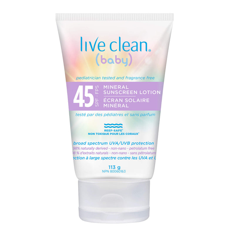 Live Clean Baby Mineral Sunscreen Lotion SPF 45 (113 g)
