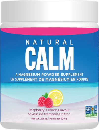 Natural Calm Magnesium Citrate Powder – Raspberry Lemon Flavour – 16 oz. (452g)