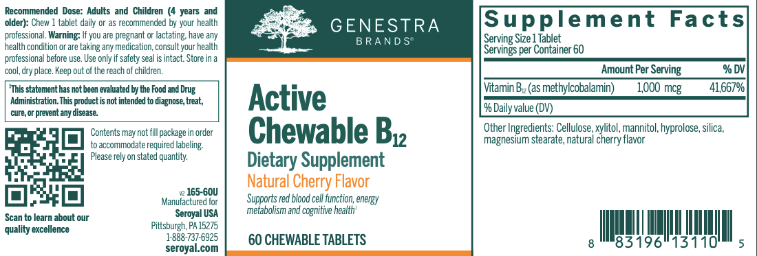 Genestra Active Chewable B12 (60 tabs)