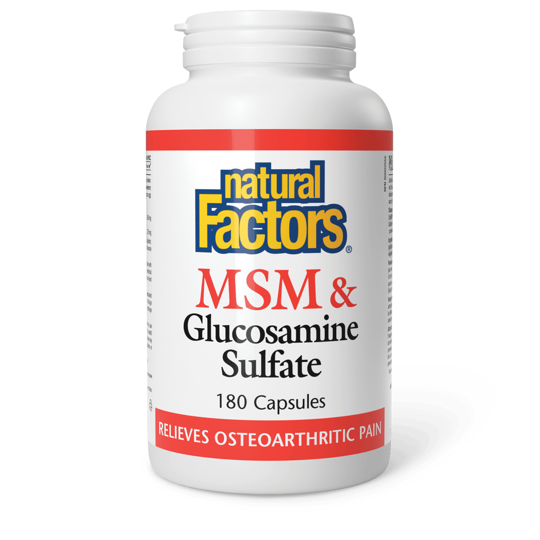 Natural Factors MSM 和葡萄糖胺硫酸鹽（180 粒膠囊）