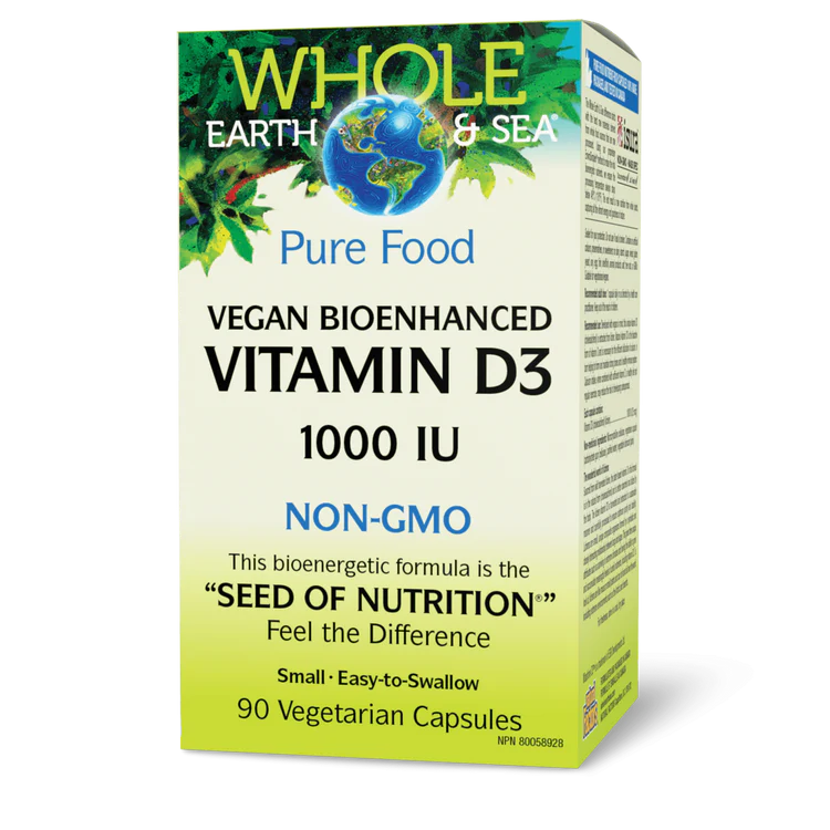 Natural Factors Vegan Bioenhanced Vitamin D3 1000 IU, Whole Earth & Sea (90vcaps)