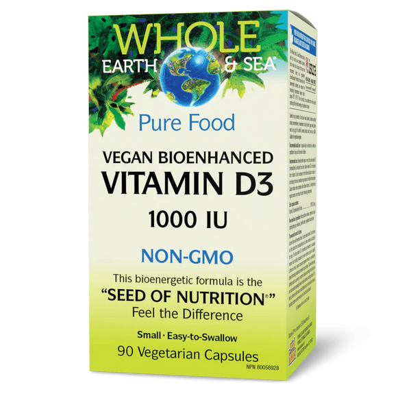 Natural Factors Vegan Bioenhanced Vitamin D3 1000 IU, Whole Earth & Sea (90vcaps)