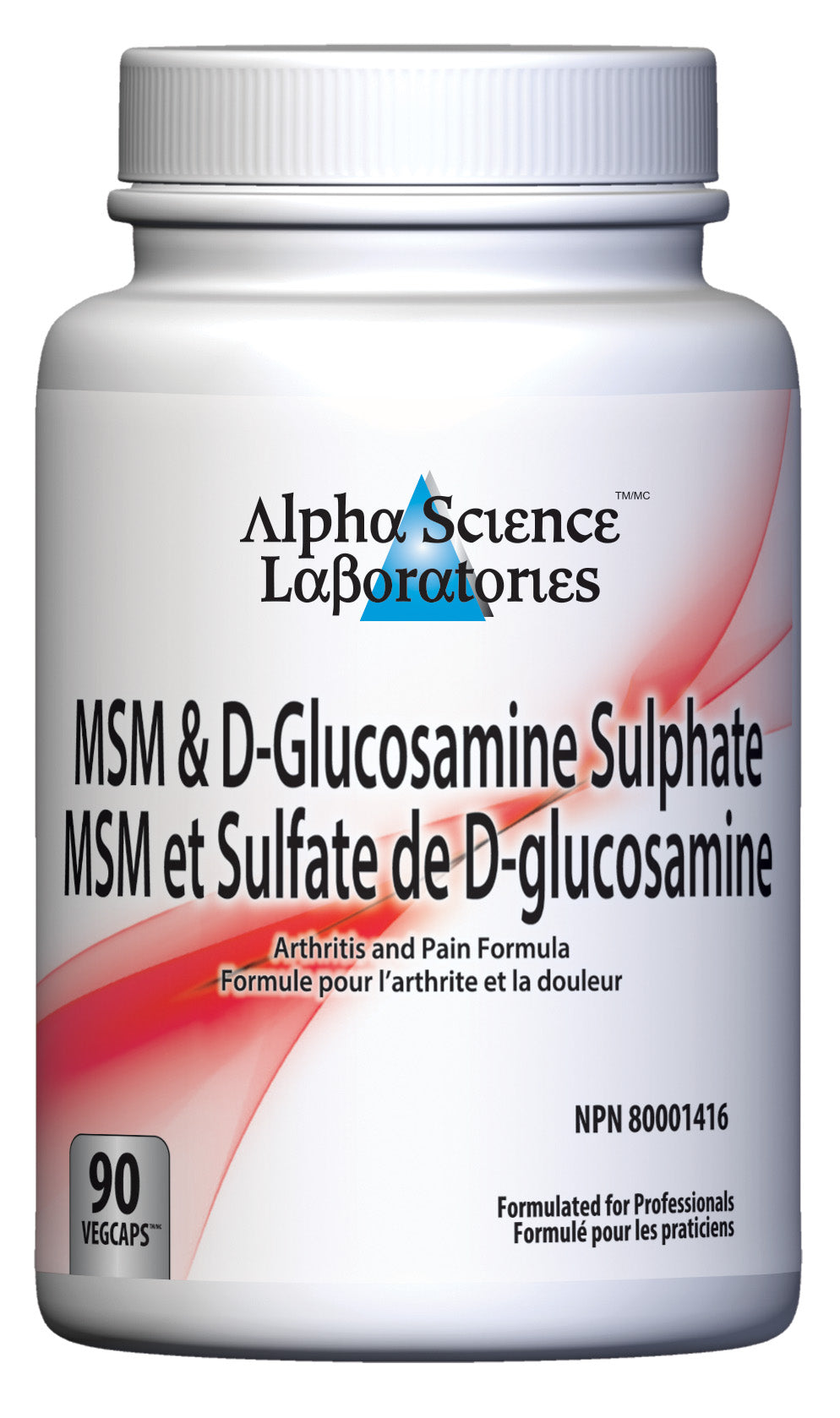 Alpha Science Lab MSM 和 D-葡萄糖胺硫酸鹽（90 和 180 vcap） 
