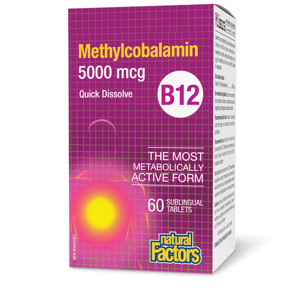 Natural Factors Vitamin B12 Methylcobalamin 5,000mcg (60 Sublingual Tablets)