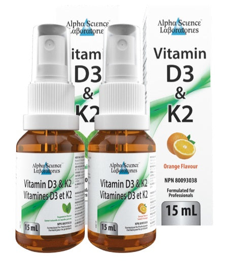 Alpha Science Laboratories Vitamin D3 & K2 | 2 Flavors (15mL)