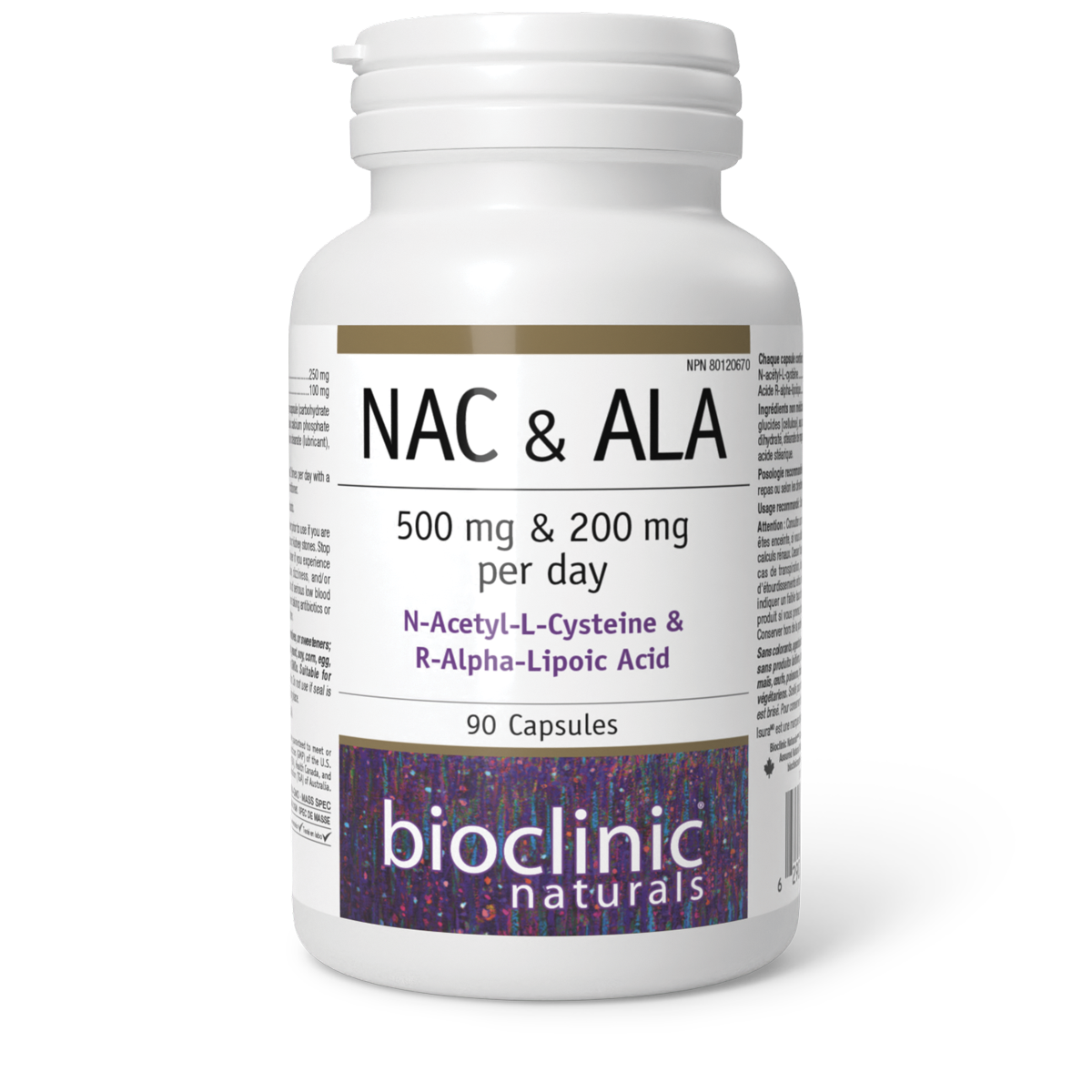 BioClinic Naturals NAC 和 ALA 500 毫克/200 毫克（90 粒） 