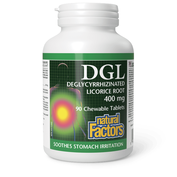 Natural Factors DGL Deglycyrrhizinated Licorice Root 400 mg (90 Chewable Tablets)
